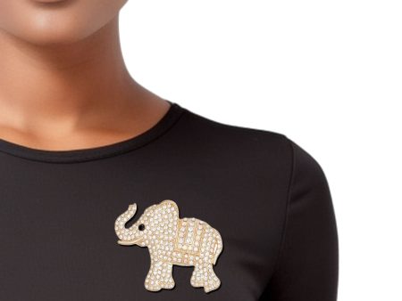 Brooch Pave Gold Elephant Lapel Pin for Women on Sale