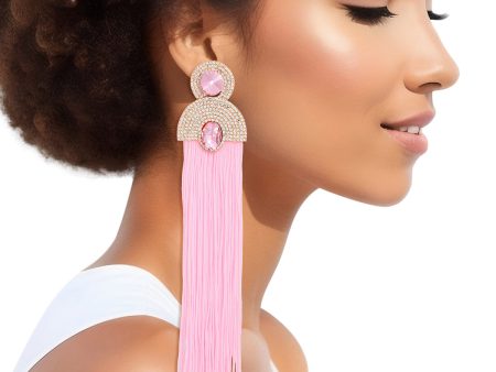 Tassel Pink Long Vintage Glam Earrings for Women Online