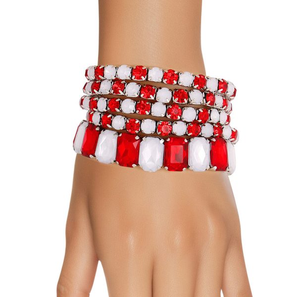 Red White Stretch Tennis Bracelets Discount