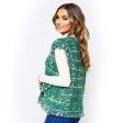 Silver Threaded Luxe High Quality Tweed Green Vest Online Hot Sale