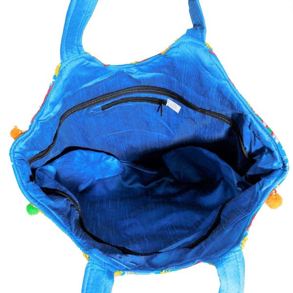 Blue Embroidered Elephant Tote Online Hot Sale