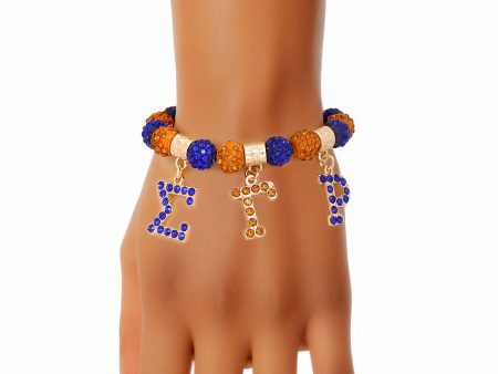 SGRHO Sorority Blue and Gold Bling Letter Bracelet For Discount