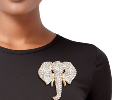 Brooch Gold Elephant Head Glam Pin for Women Fashion