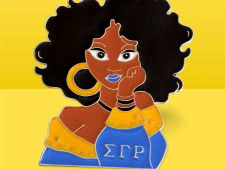 Blue Gold Curly Hair Woman Pin For Cheap