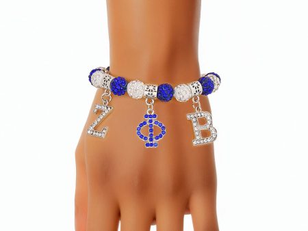 ZPB Sorority Blue White Bling Letter Bracelet Online Hot Sale