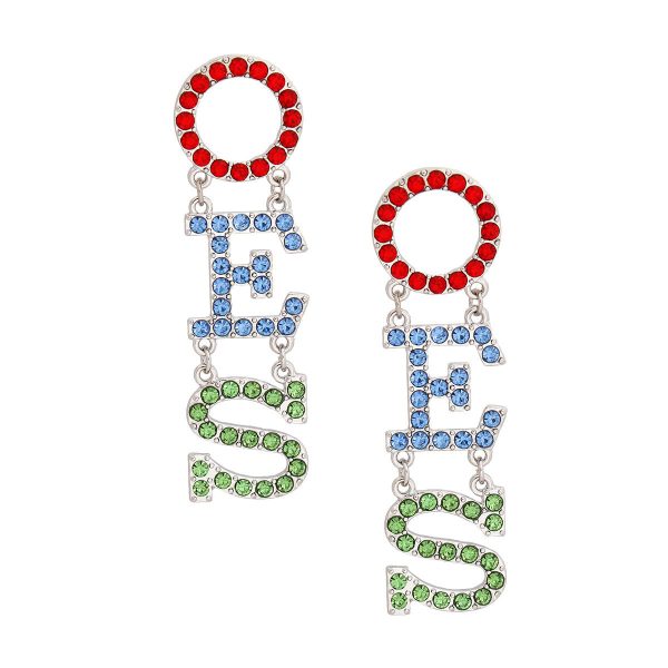 OES Sorority Linked Letter Rhinestone Dangle Studs on Sale