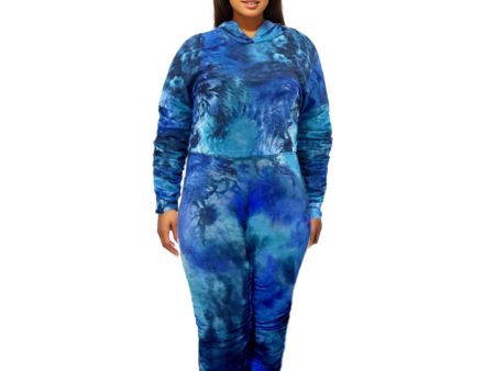 1XL Blue Tie Dye Hoodie Set Online