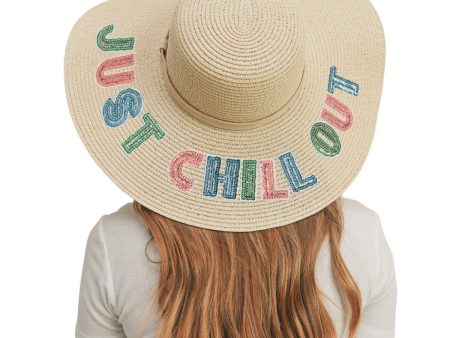 JUST CHILL OUT Beige Floppy Hat For Cheap