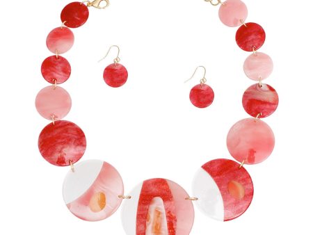 DST Necklace Red Disc Collar Set for Women For Cheap