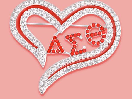 DST Sorority Heart Red Bling Brooch for Women on Sale