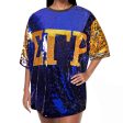 SGRHO Sorority Blue and Gold Sequin Jersey Shirt Sale