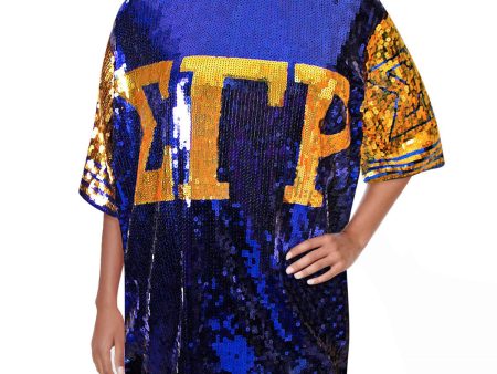 SGRHO Sorority Blue and Gold Sequin Jersey Shirt Sale