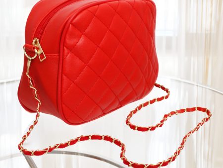 Crossbody Small Red Quilted Chain Strap Bag Women Online now