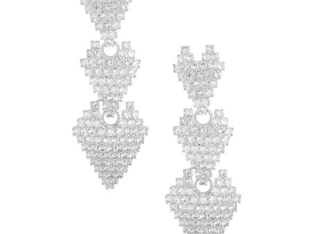 Triple Heart Pave Silver Earrings Online Hot Sale