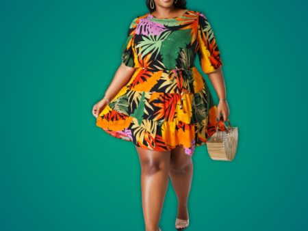 1XL Tropical Print Apron Dress Online now