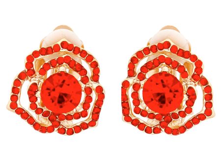 Clip On Red Rose Cutout Small Earrings for Women Online Sale