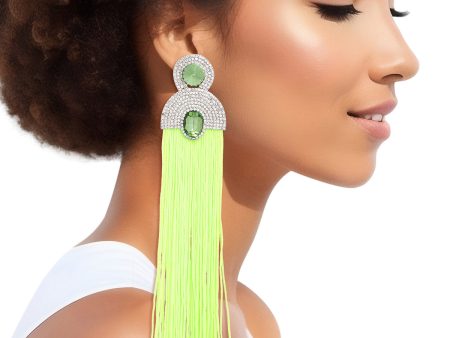 Tassel Green Long Vintage Glam Earrings for Women on Sale