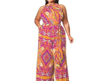 1XL Orange Paisley Jumpsuit Fashion