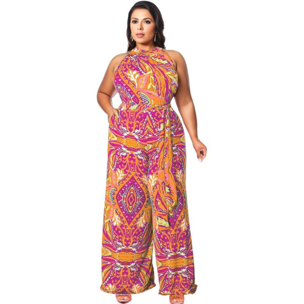 1XL Orange Paisley Jumpsuit Fashion