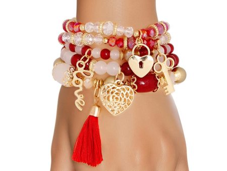 DST Red White Glass Love Bracelets Supply