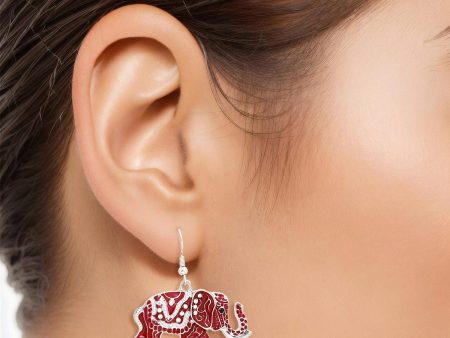 Drop DST Red Elephant Tribal Earrings for Women Cheap