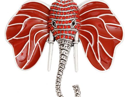 Brooch DST Elephant Head Red Stone Pin for Women Discount