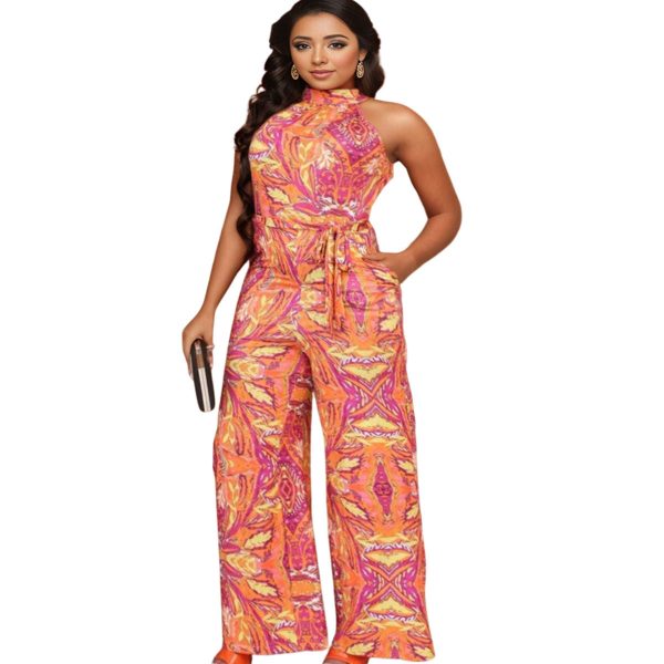 1XL Orange Paisley Jumpsuit Fashion