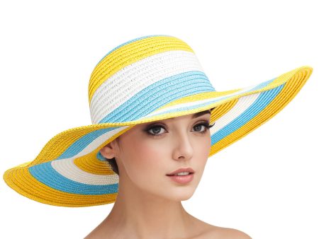 Straw Hat Vogue Multicolor Striped Wide Brim Hat Online