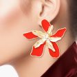 Studs Red Gold Tropical Flower Earrings for Women Online Hot Sale