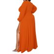 1XL Bright Orange Sexy Slit Dress Online Hot Sale