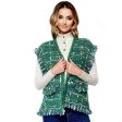 Silver Threaded Luxe High Quality Tweed Green Vest Online Hot Sale