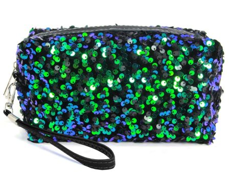 Black Sequin Costmetic Pouch Online Sale