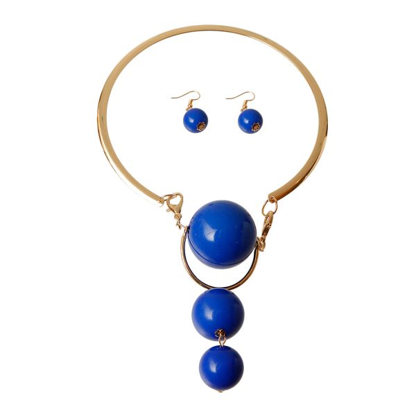 Choker Blue Ball Drop Rigid Collar for Women Supply