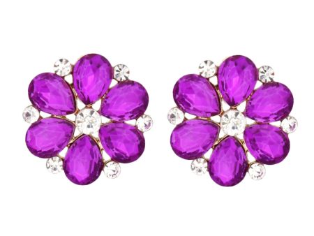 Purple Violet Flower Stone Stud Earrings Online now