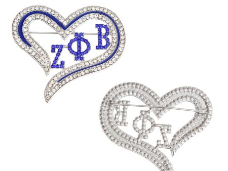 ZPB Sorority Heart Blue Bling Brooch for Women Sale