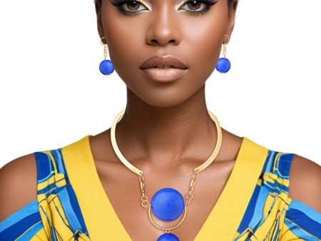 Choker Blue Ball Drop Rigid Collar for Women Supply