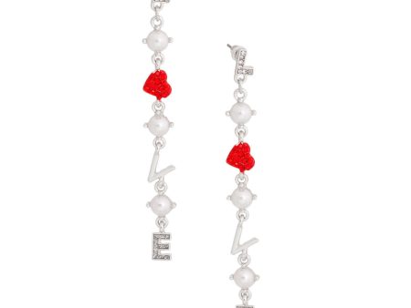 LOVE Pearl Heart Silver Earrings on Sale