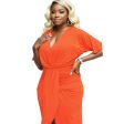 1XL Bright Orange Hip Pleat Dress Cheap