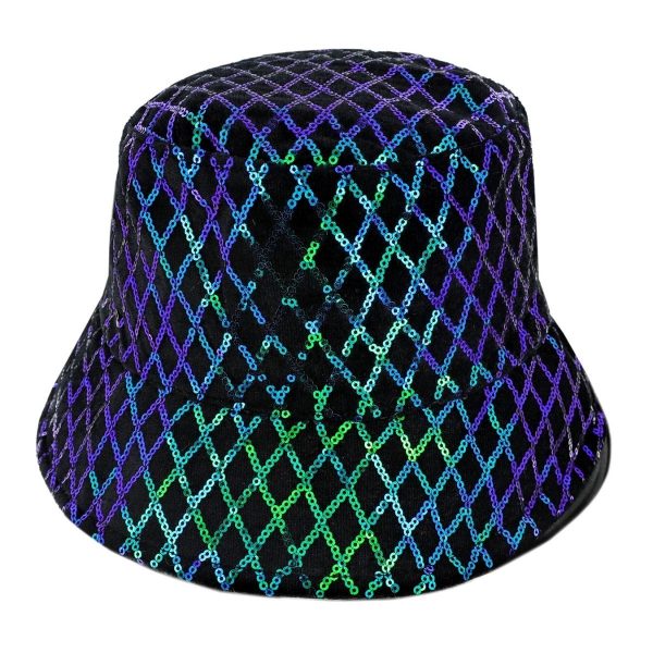 Multi Color Sequin Diamond Stitch Bucket Hat Online now