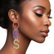 OES Sorority Pave Letter Gold Dangle Earrings Online Hot Sale