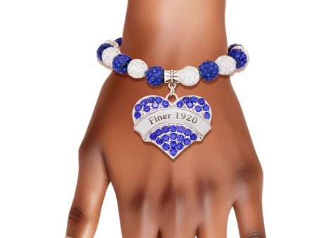 ZPB Sorority Blue White Bling Heart Charm Bracelet on Sale