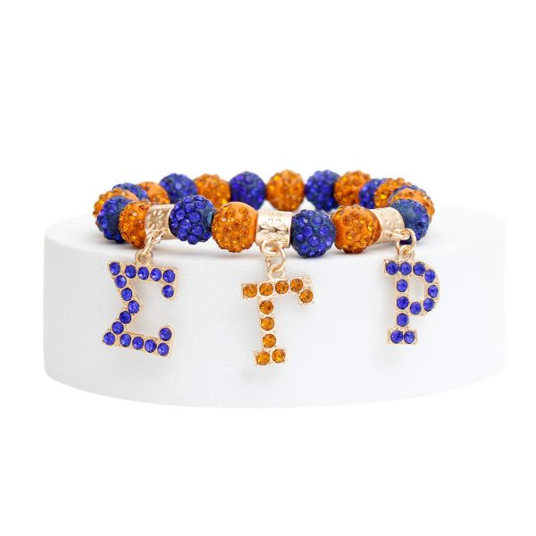 SGRHO Sorority Blue and Gold Bling Letter Bracelet For Discount