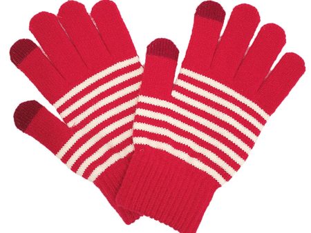 Gloves Red White Stripe Winter Gloves for Women|One Size Fashion