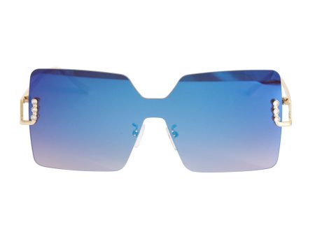 Blue One Piece Square Sunglasses Fashion