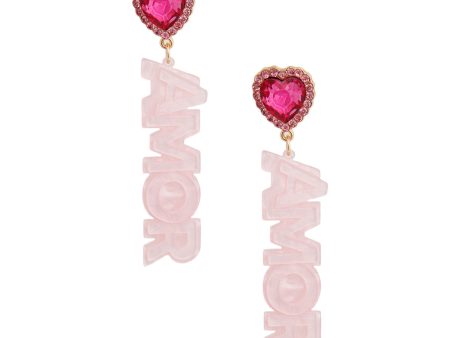 Light Pink Amor Heart Earrings Hot on Sale