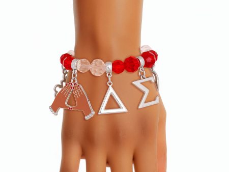 Red Clear Bead Delta Soror Bracelet Discount