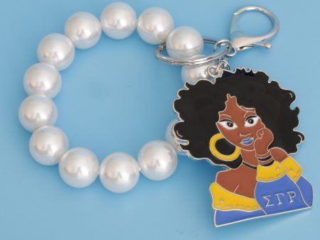 Blue Gold Woman Pearl Keychain Online now