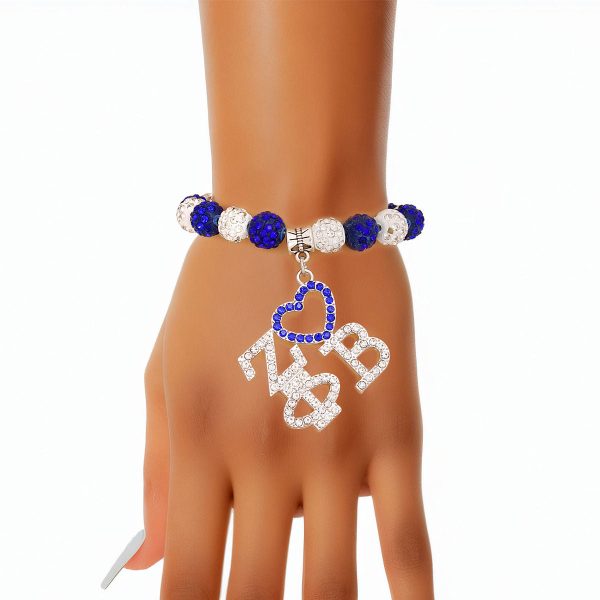 ZPB Blue White Bling Sorority Charm Bracelet Cheap