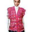 Silver Threaded Vest Luxe Plaid Tweed Pink Vest Online now