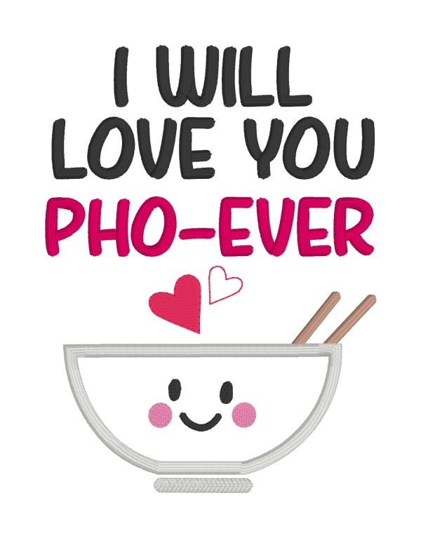 I will love you pho ever applique machine embroidery design (4 sizes included) DIGITAL DOWNLOAD on Sale